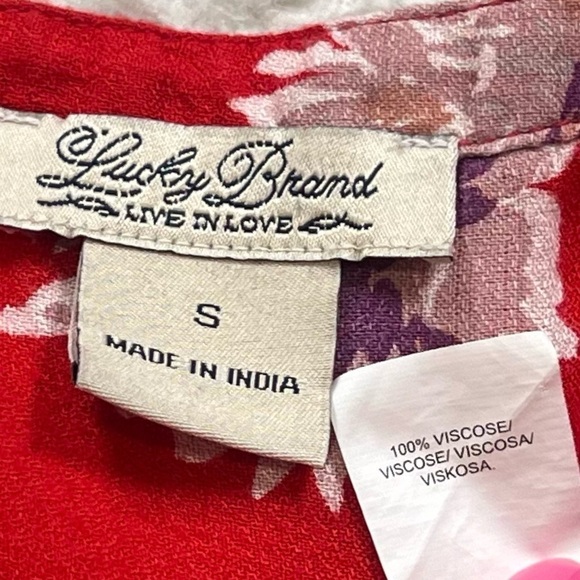 Lucky Brand Floral Button Down Tie Front Tank Top Red Purple White Women’s S - Picture 6 of 8